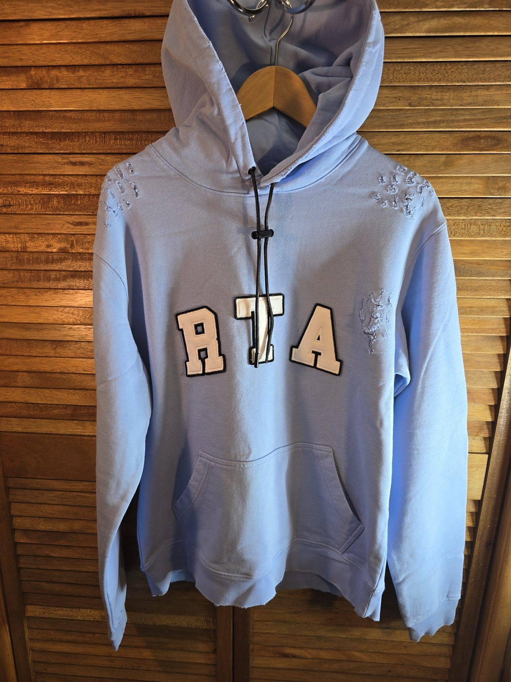 Light Blue RTA Appliqué Hoodie - Men's Casual Pullover